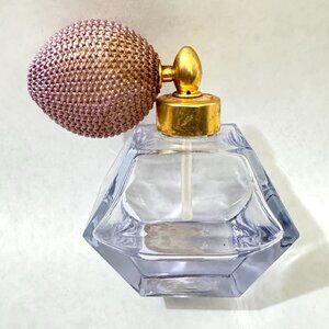Perfume Atomizer, Vintage, Lilac Glass Gold and Purple Mesh Covered Pump